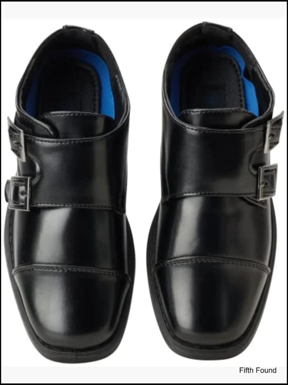 Boys Double Monk Strap Cap Toe Oxford Loafers - Hook & Loop Closure,